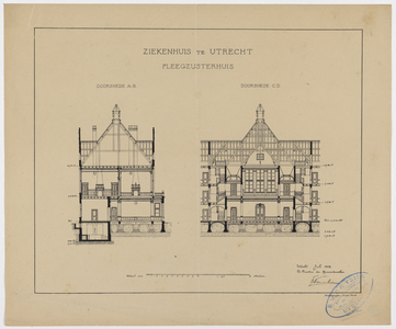 215018 Doorsneden van het zusterhuis van het Stads- en Academisch Ziekenhuis (Catharijnesingel 15) te Utrecht.N.B. Het ...